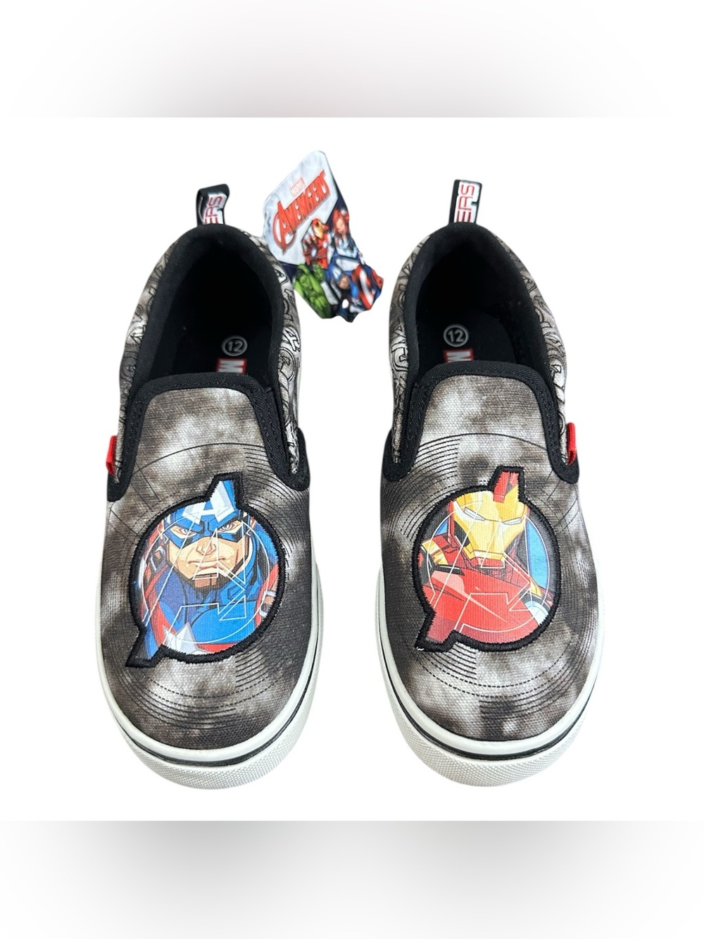 Marvel Avengers Slip On Shoes Boys Size 12 Iron Man Captain America NWT
